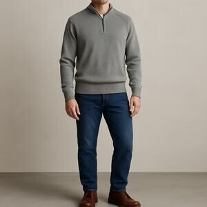 Goodthreads Gray 100% Cotton Half Zip Mock Neck Sweater Men’s Medium